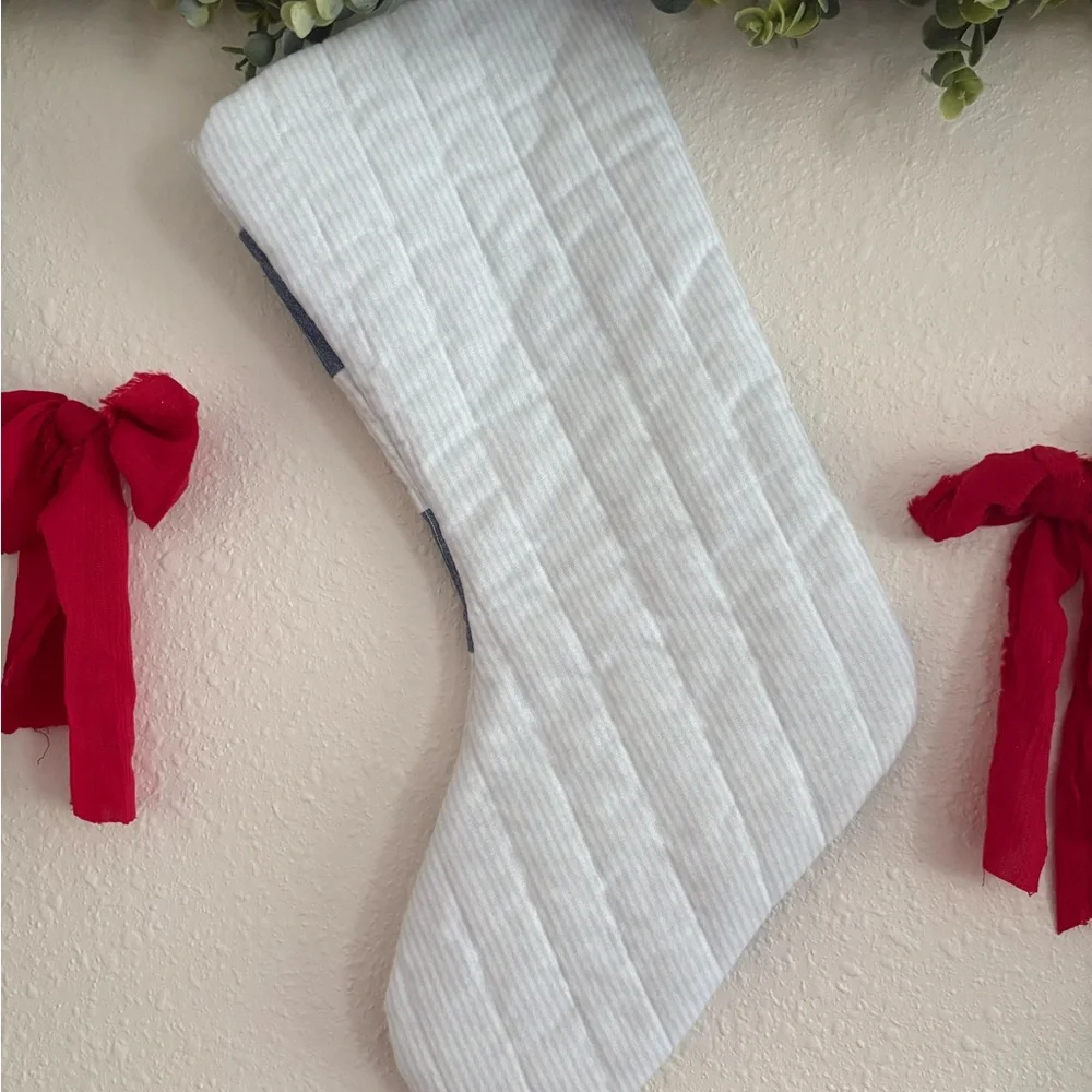 Blue and White Checkered Holiday Stocking